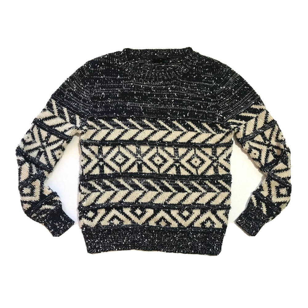 Cliche Couture Womens Pullover Chunky Sweater Geometric Pattern Medium M Gray